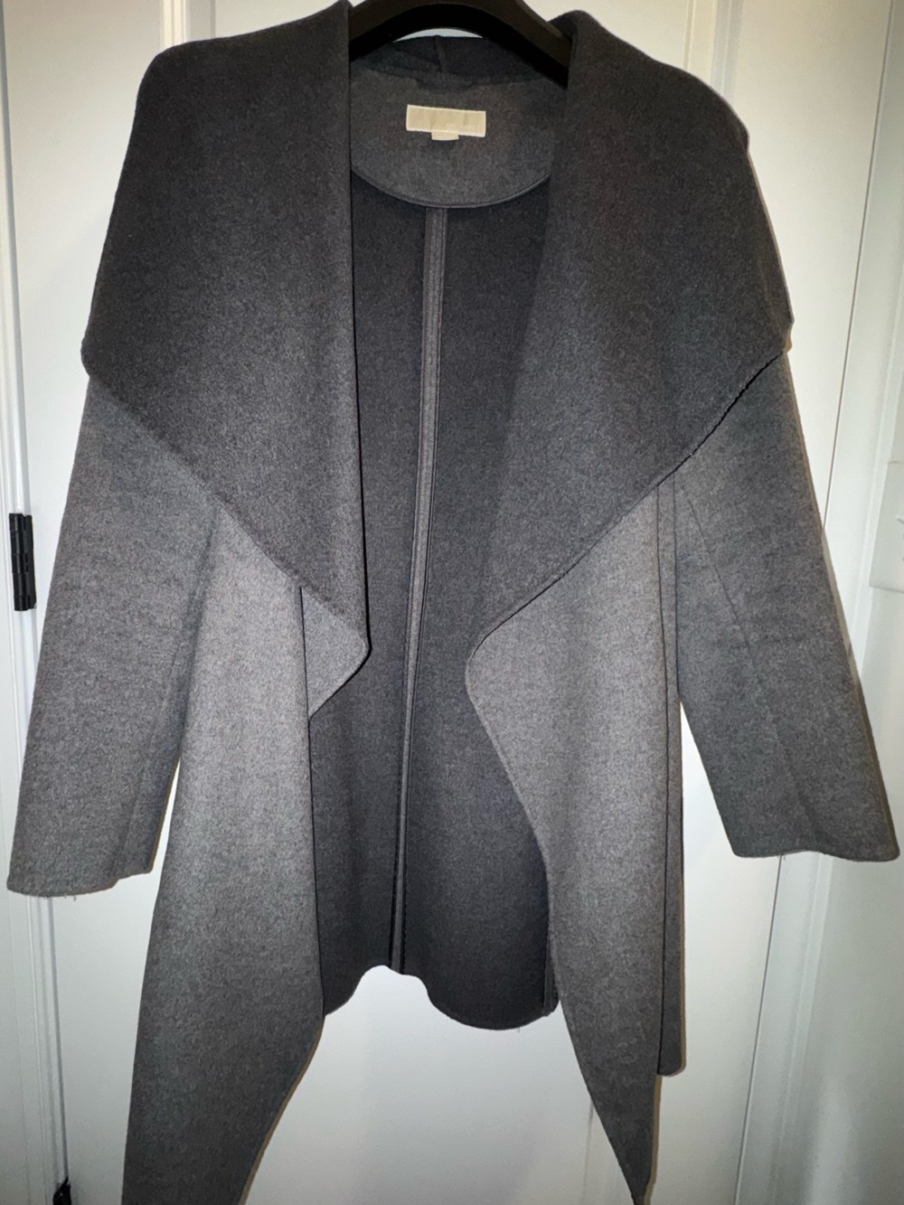 MICHAEL Michael Kors Wool Blend Wrap Coat, S, Grey Charcoal